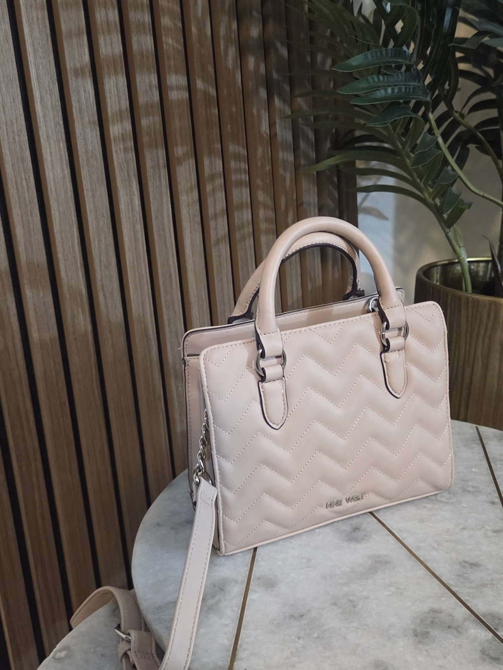 Nine West Pale Pink Quilted Shoulder Satchel